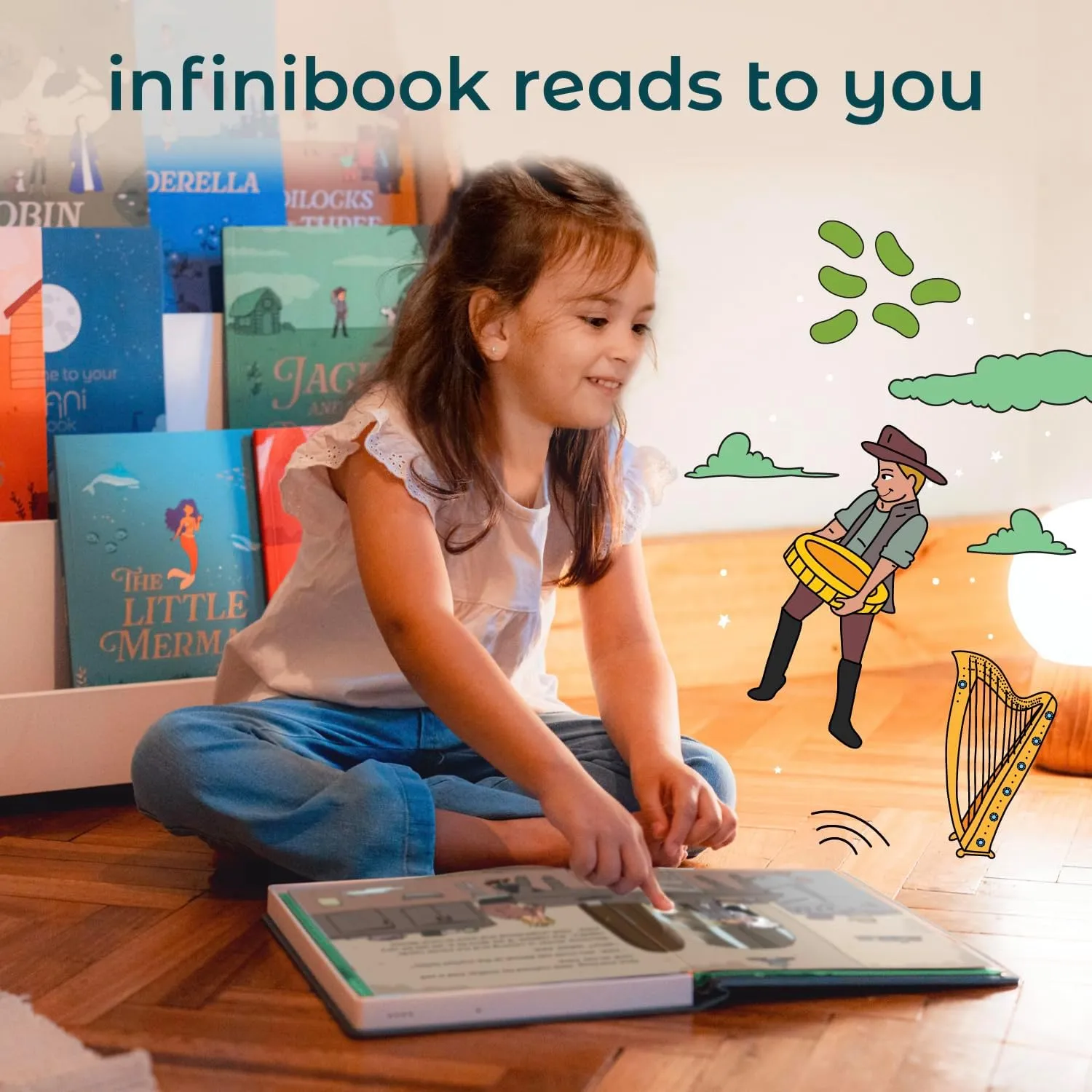 Cali’s Books Jack and The Beanstalk | infinibook Storytelling Toy   Reader | Read-Aloud E-Reader with Games | Recordable Interactive Storybook for Kids 3-7 | Screen-Free Educational Gift