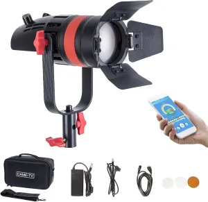 Came-TV Boltzen Q-55WMKII COB 55W Fresnel Focusable Led Video Light Kit,Daylight 5600K CRI96  TLCI98  APP Control Lighting Effects Adjustable Frequency Removable Barn-Door Carry Bag