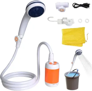 Camping Shower,Portable Shower 1 Set Waterproof Adjustable Camping Shower 5000mAh Rechargeable Camp Multi-Purpose Outdoor for Car Cleaning, Pet Washing, Gardening & More