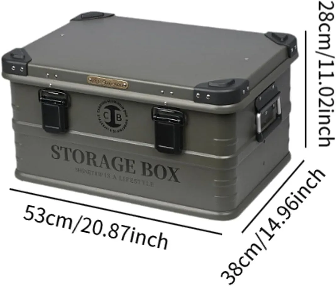Camping Storage Box Car Trunk Organizer Stackable with Handle Waterproof Container Storage Bin for Garage Outdoor Backpacking, M Gray Green
