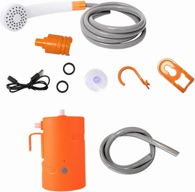 Camping Shower Pump with Hose Adjustable USB Rechargeable Outdoor Shower Portable Shower for Garden Travel Hiking Beach