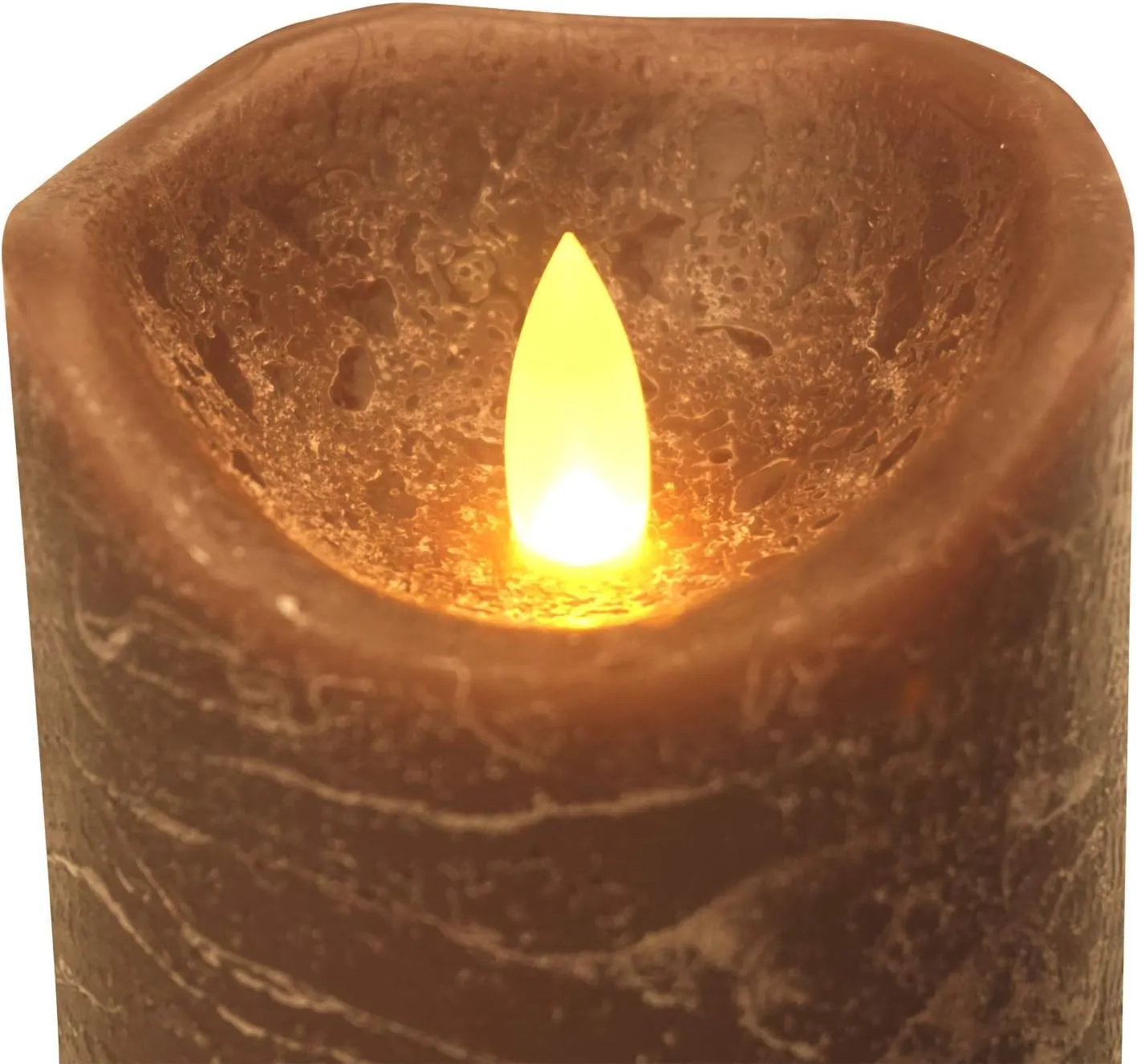 CANDLE CHOICE Battery Operated Flameless Candles with Timer Real Wax Realistic Flickering Electric LED Pillars Automatic Built-in Daily Cycle Timer 6-Hour on 18-Hour Off Set of 3 Rustic Texture Brown
