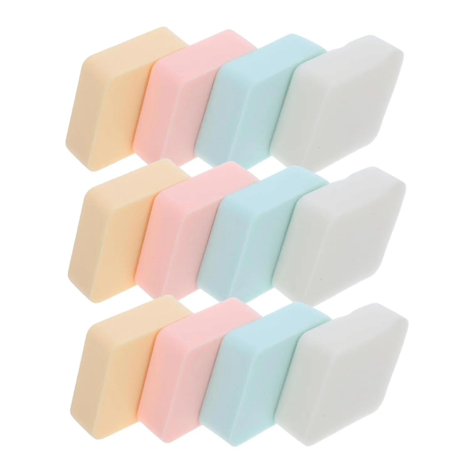 CANIGHT Makeup Puff Set 12 Pcs Rhombus Shape Powder Dry/wet Makeup Sponge Comfortable Beauty Tools for Foundation Concealer