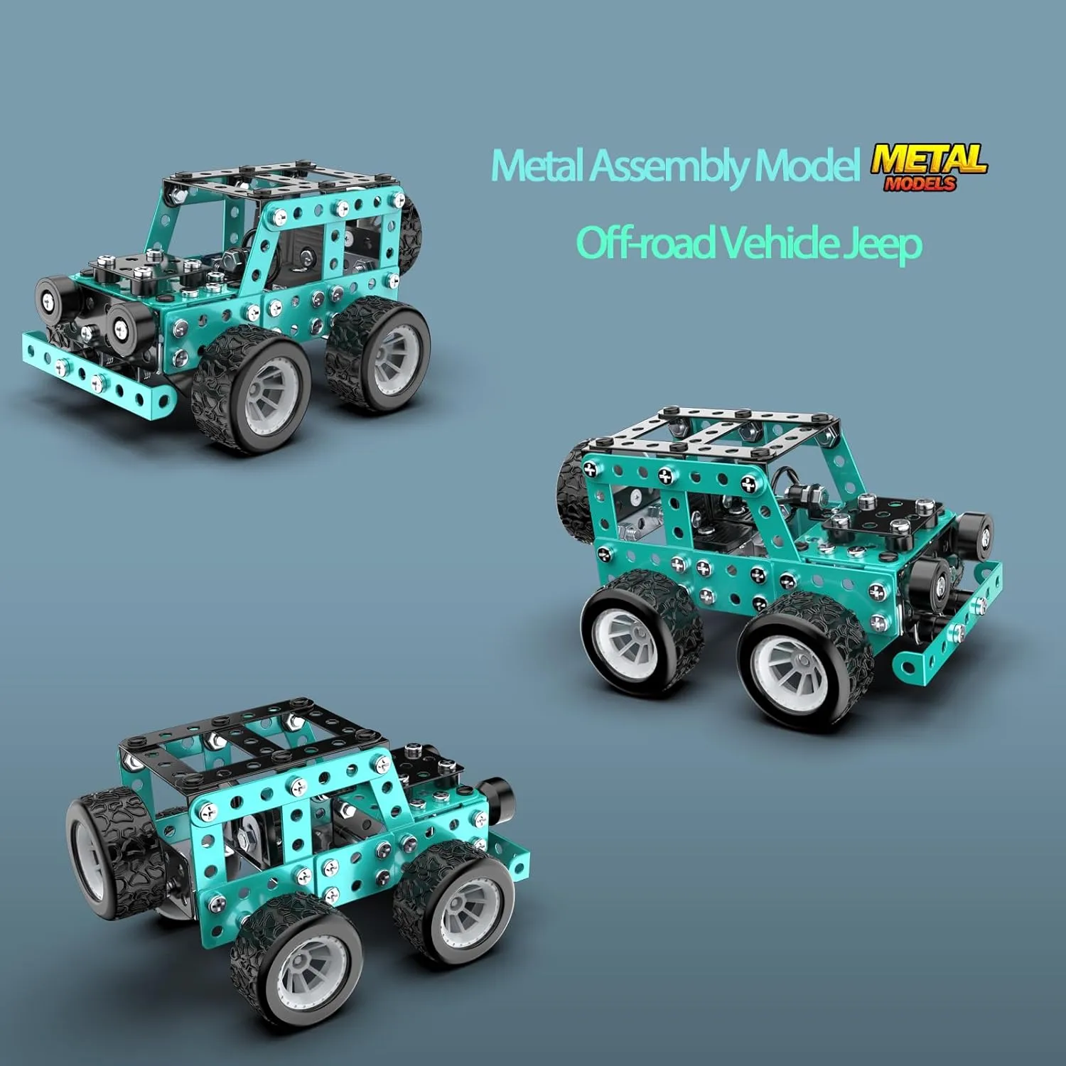 Car Model Building Toys STEM Erector Set for Back to School Assembly Metal Jeep, Building Car DIY Interactive Construction Toy for Kids, Boys, and Girls Age 6-14