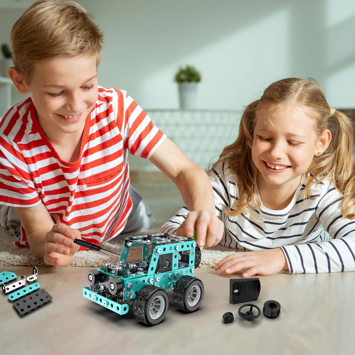 Car Model Building Toys STEM Erector Set for Back to School Assembly Metal Jeep, Building Car DIY Interactive Construction Toy for Kids, Boys, and Girls Age 6-14