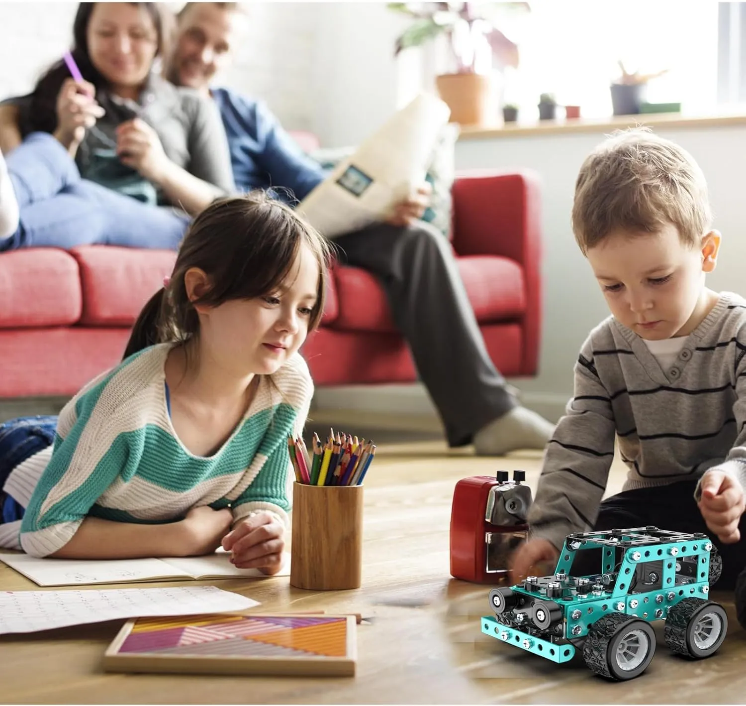 Car Model Building Toys STEM Erector Set for Back to School Assembly Metal Jeep, Building Car DIY Interactive Construction Toy for Kids, Boys, and Girls Age 6-14