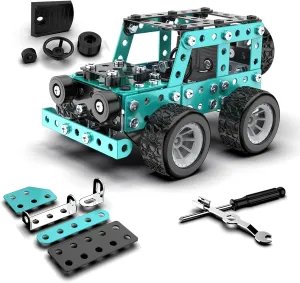 Car Model Building Toys STEM Erector Set for Back to School Assembly Metal Jeep, Building Car DIY Interactive Construction Toy for Kids, Boys, and Girls Age 6-14