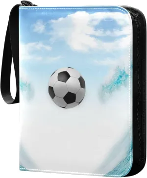 Card Binder 4 Pocket, Trading Card Binder Holder Fits 400 Cards with 50 Sleeves, Card Collection Binder Album Book Holder for Baseball Football Games Cards, Creative Football