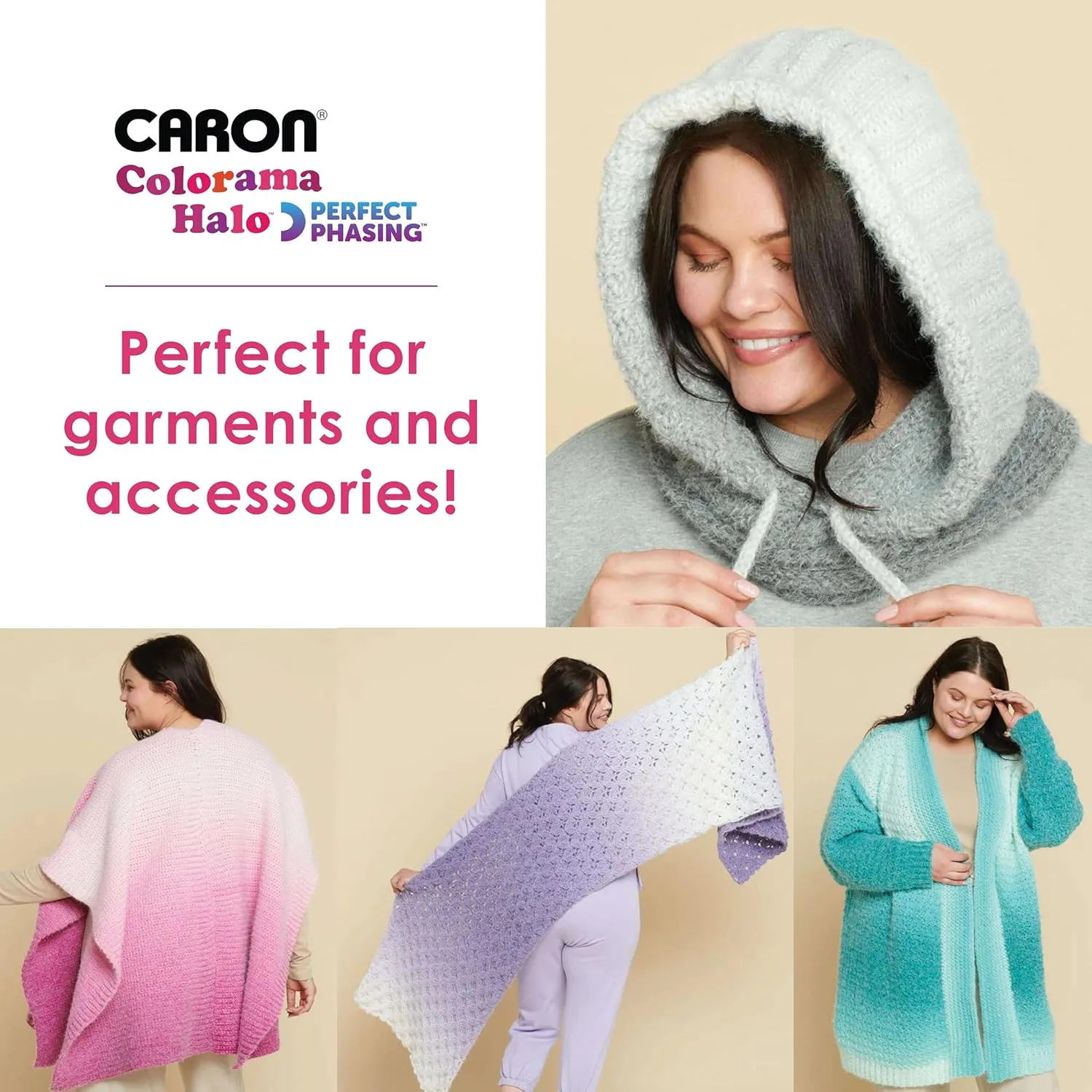Caron Colorama Halo Cake Caron Graphite Frost Yarn - 2 Pack of 8oz/226.79g - 71% Acrylic,18% Nylon,11% Polyester - #5 Bulky - 60 Yards for Knitting, Crocheting & Crafts