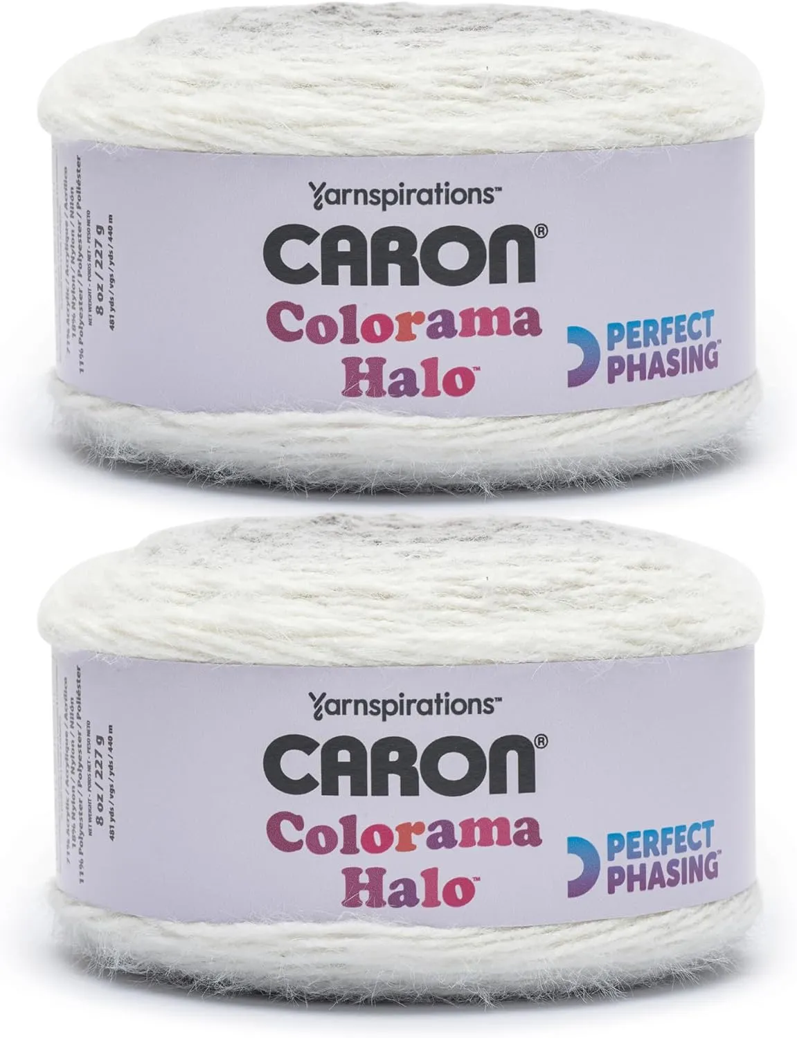 Caron Colorama Halo Cake Caron Graphite Frost Yarn - 2 Pack of 8oz/226.79g - 71% Acrylic,18% Nylon,11% Polyester - #5 Bulky - 60 Yards for Knitting, Crocheting & Crafts