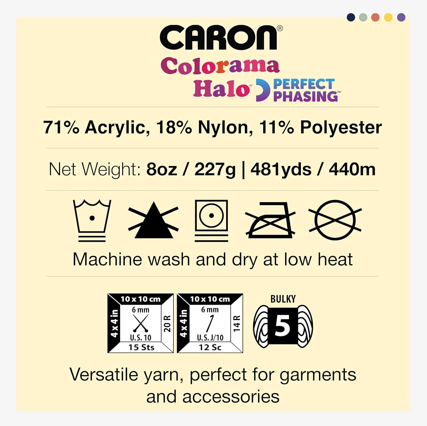Caron Colorama Halo Cake Caron Graphite Frost Yarn - 2 Pack of 8oz/226.79g - 71% Acrylic,18% Nylon,11% Polyester - #5 Bulky - 60 Yards for Knitting, Crocheting & Crafts