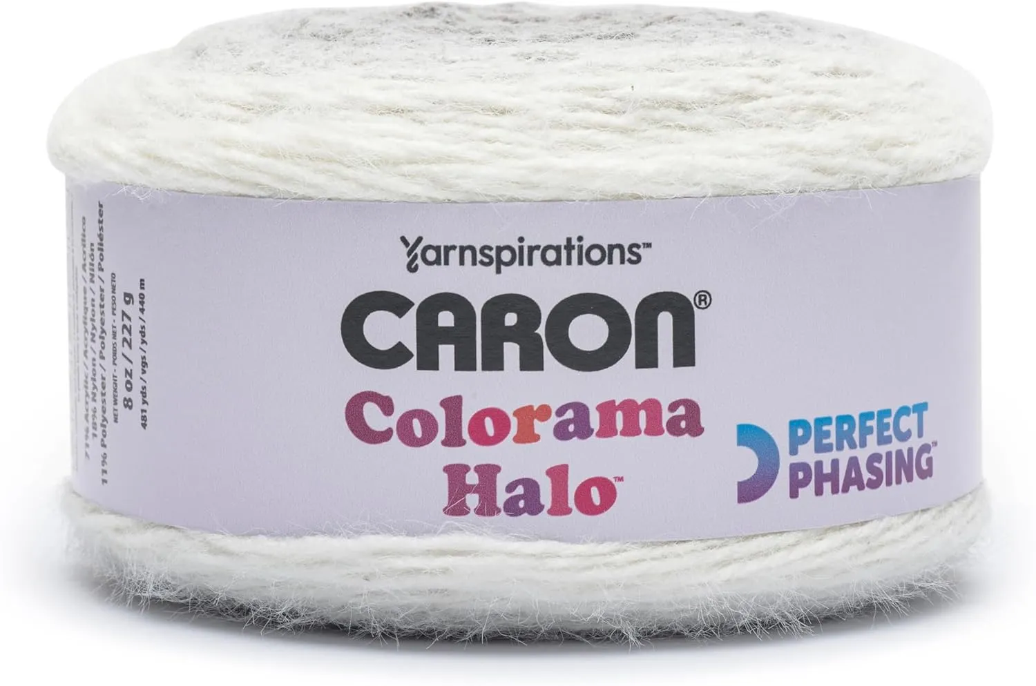 Caron Colorama Halo Cake Caron Graphite Frost Yarn - 2 Pack of 8oz/226.79g - 71% Acrylic,18% Nylon,11% Polyester - #5 Bulky - 60 Yards for Knitting, Crocheting & Crafts
