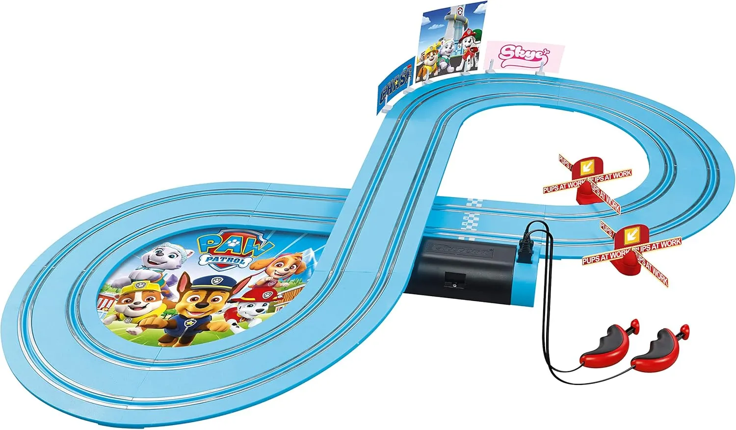 Carrera First Paw Patrol - Slot Car Race Track - Includes 2 Cars: Chase and Skye - Battery-Powered Beginner Racing Set for Kids Ages 3 Years and Up,