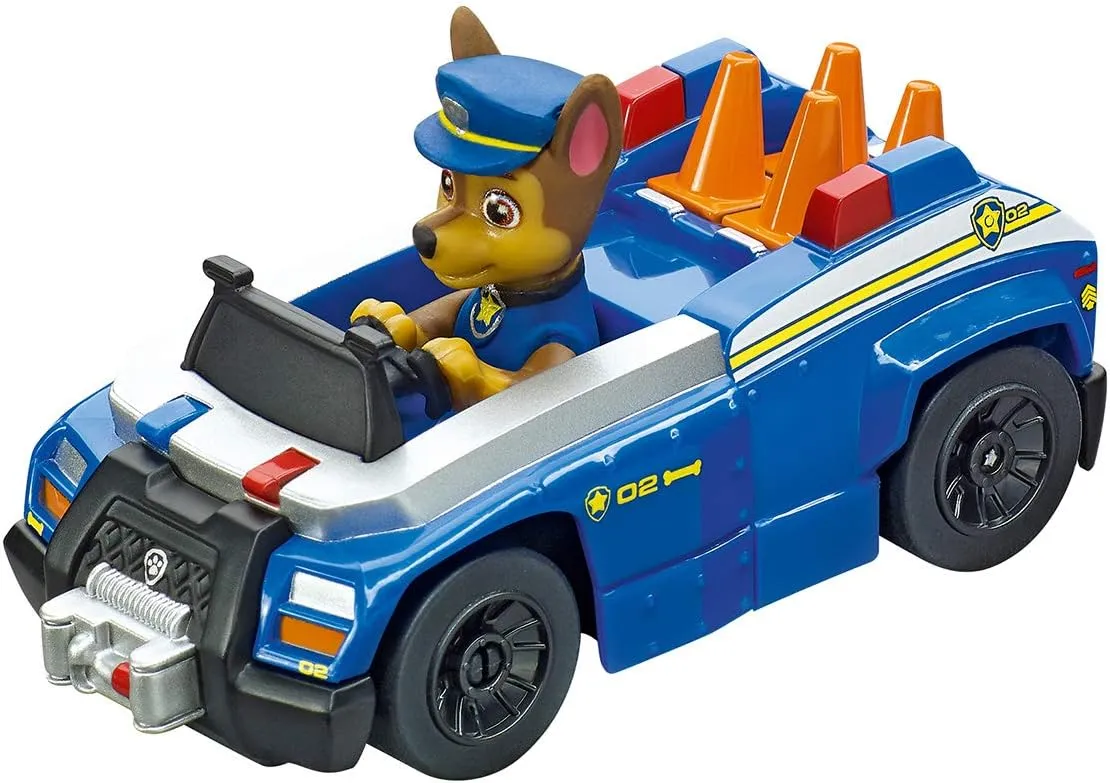Carrera First Paw Patrol - Slot Car Race Track - Includes 2 Cars: Chase and Skye - Battery-Powered Beginner Racing Set for Kids Ages 3 Years and Up,
