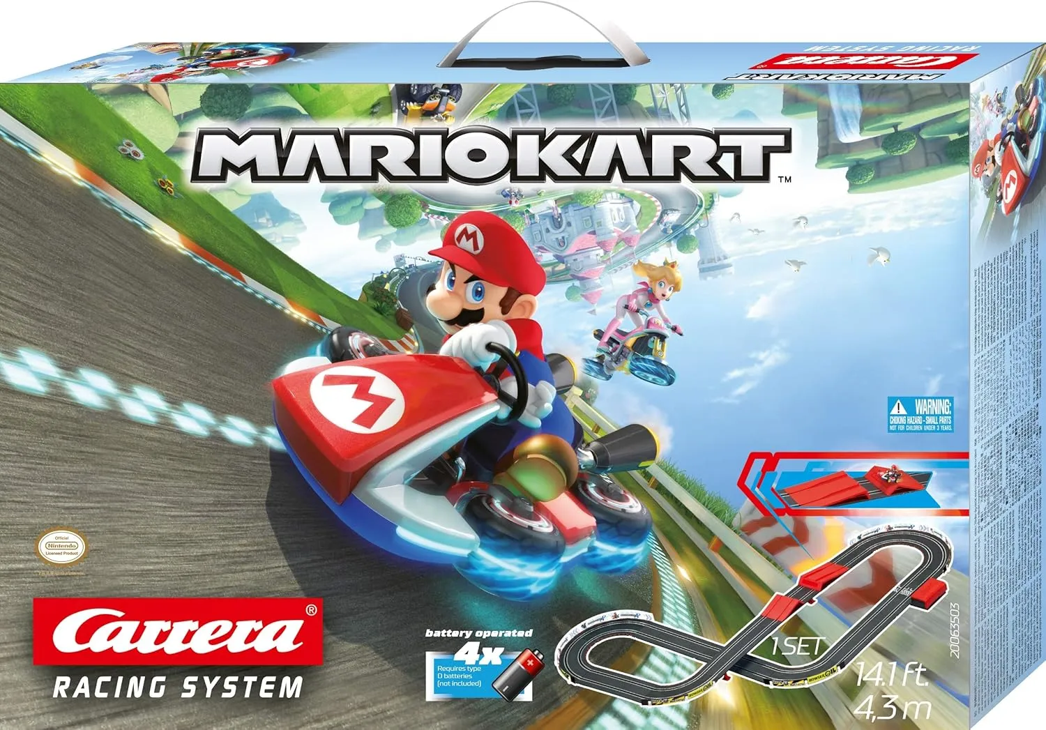 Carrera GO!!! 63503 Official Licensed Mario Kart Battery Operated 1:43 Scale Slot Car Racing Toy Track Set with Jump Ramp Featuring Mario and Luigi for Kids Ages 5 Years and Up