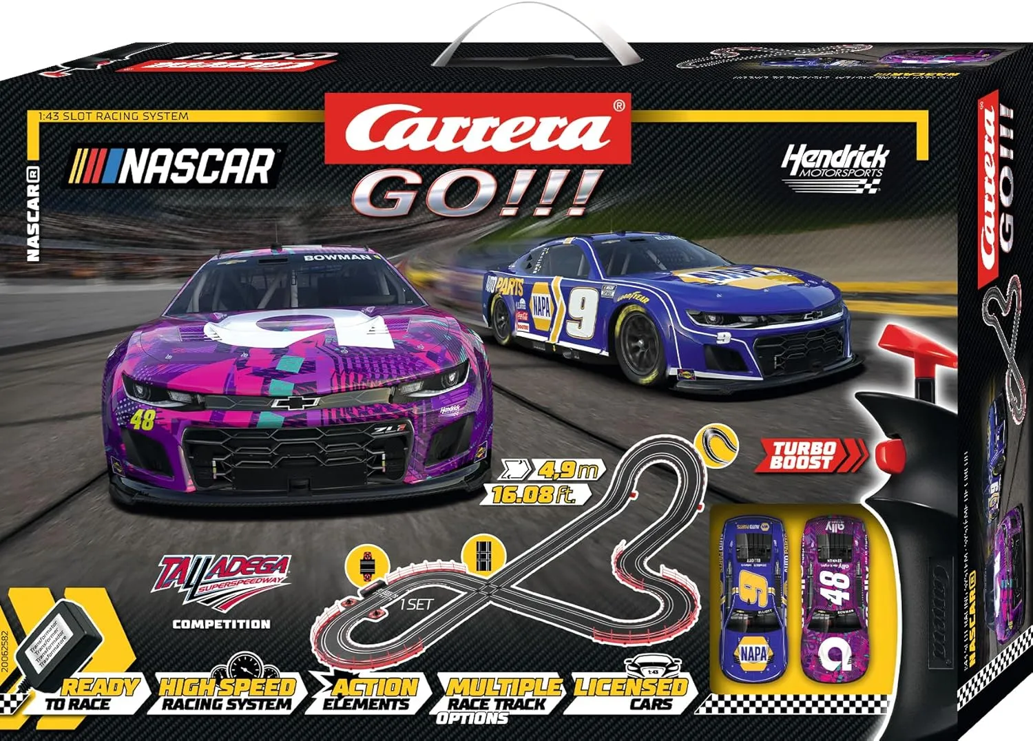 Carrera GO!!! Electric Powered Slot Car Racing Kids Toy Race Track Set 1:43 Scale, NASCAR Talladega Competition