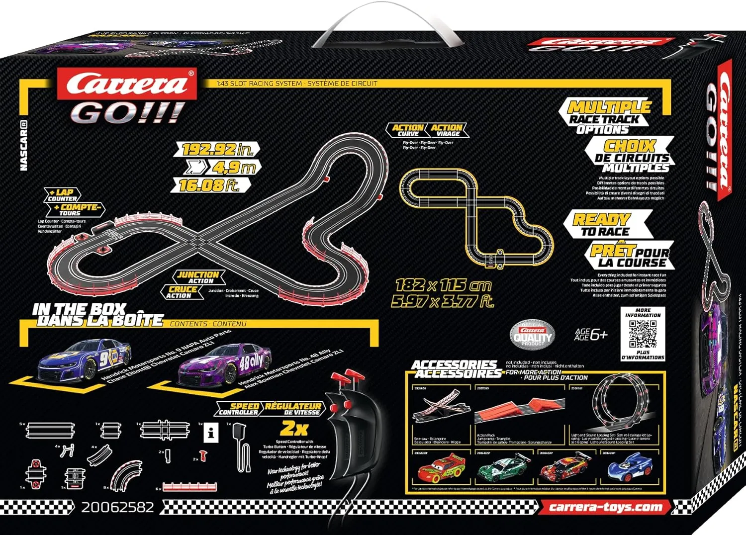 Carrera GO!!! Electric Powered Slot Car Racing Kids Toy Race Track Set 1:43 Scale, NASCAR Talladega Competition