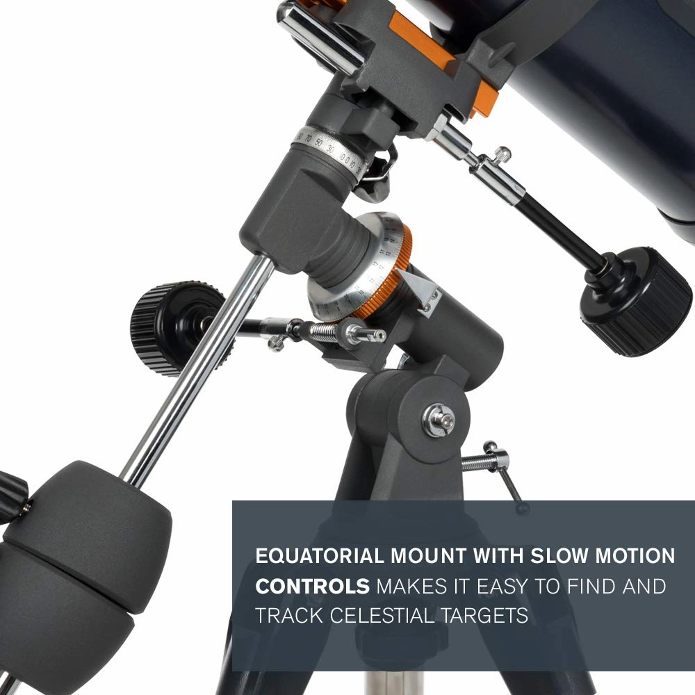 Celestron - AstroMaster 130EQ Newtonian Telescope - Reflector Telescope for Beginners - Fully-Coated Glass Optics - Adjustable-Height Tripod - Bonus Astronomy Software Package