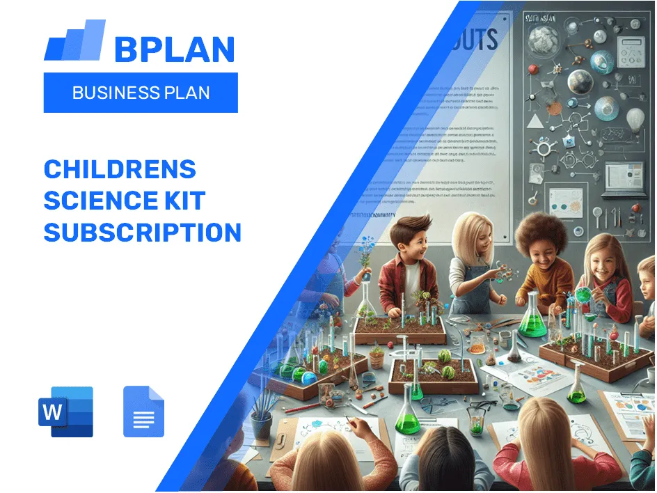 Childrens Science Kit Subscription Business Plan
