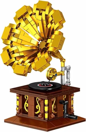 Classic Small Voicephone Building Blocks Model Set, 582 PCS Record Player Vintage Home Decor & Imaginative Toy Kit, Compatible with Major Brick Brands, Gift for Adults & Kids Ages 3-12 （Voicephone）