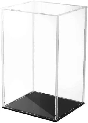 Clear Acrylic Display for Case Black Base Dustproof for Protection Model Toy Show Box Action Figures Showcase Shoe Boxes Clear Stackable Black, 18x16x25 cm