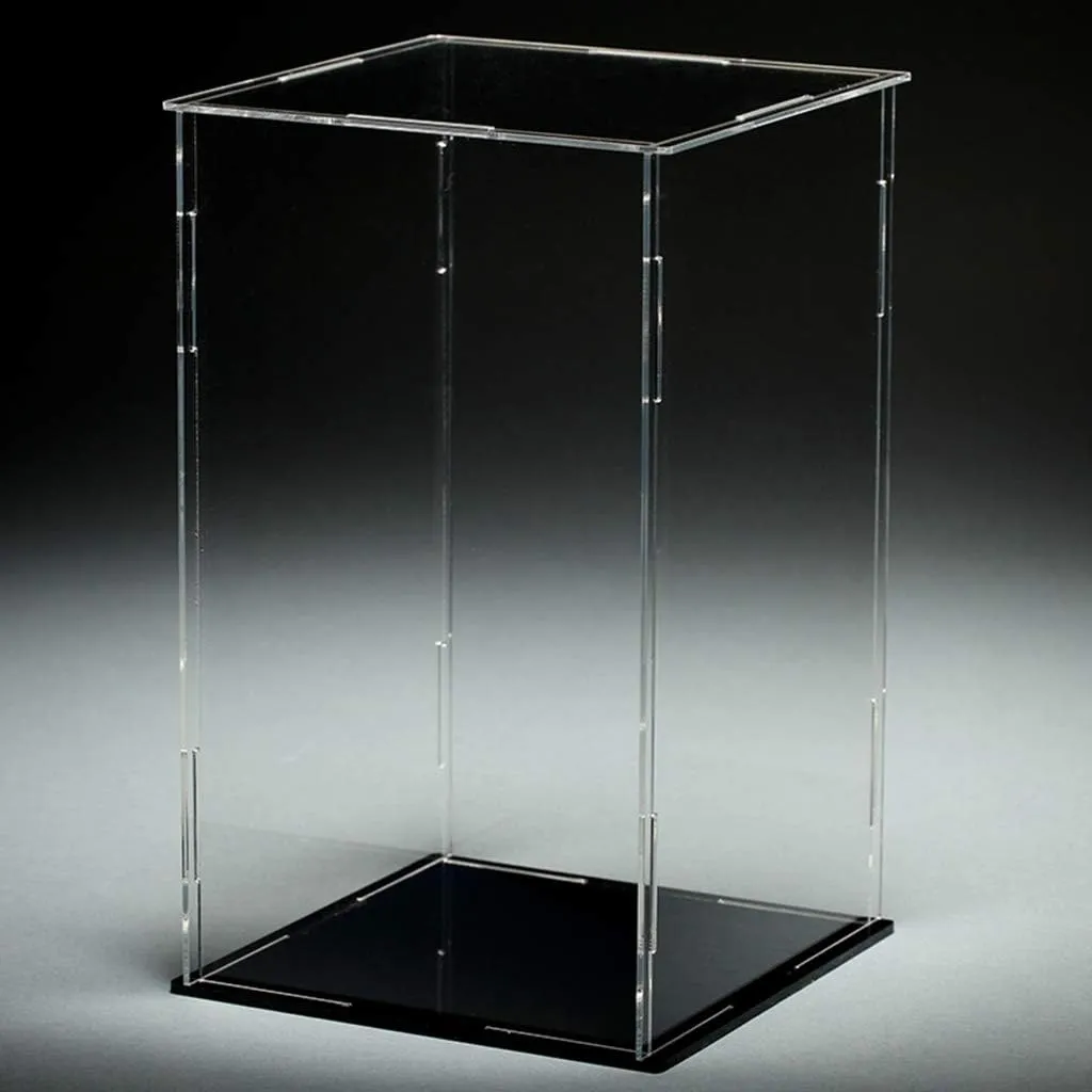 Clear Acrylic Display for Case Black Base Dustproof for Protection Model Toy Show Box Action Figures Showcase Shoe Boxes Clear Stackable Black, 18x16x25 cm