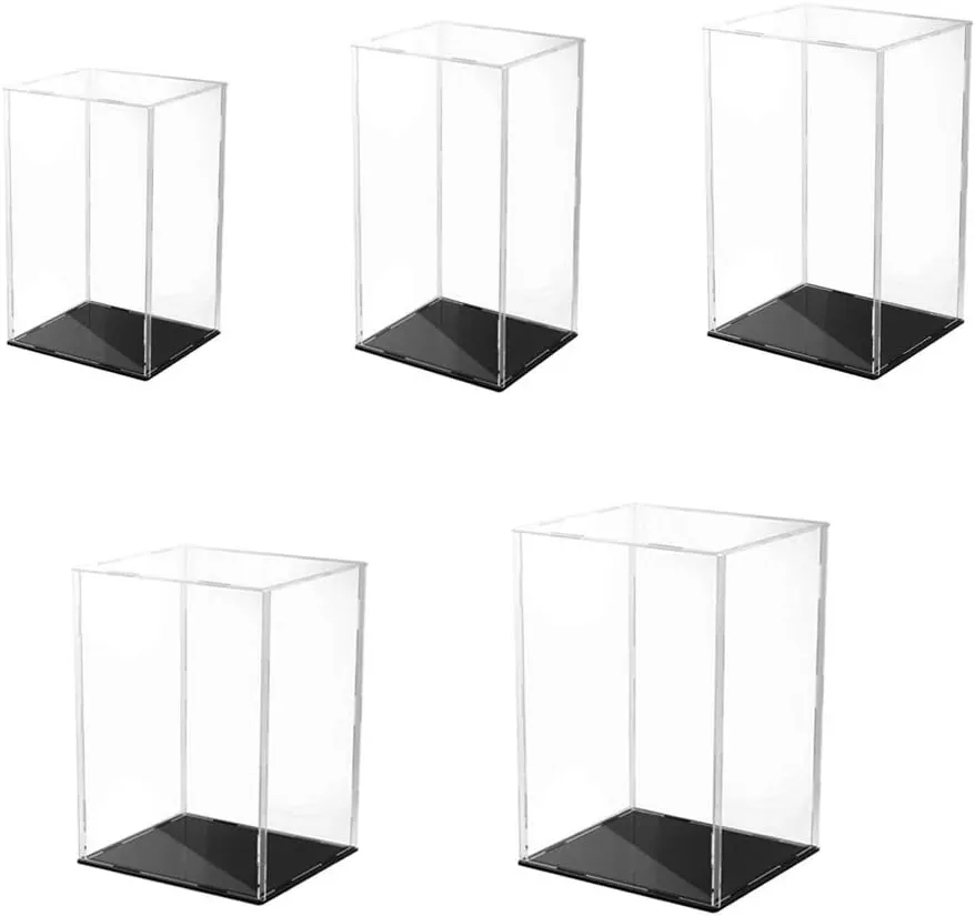 Clear Acrylic Display for Case Black Base Dustproof for Protection Model Toy Show Box Action Figures Showcase Shoe Boxes Clear Stackable Black, 18x16x25 cm