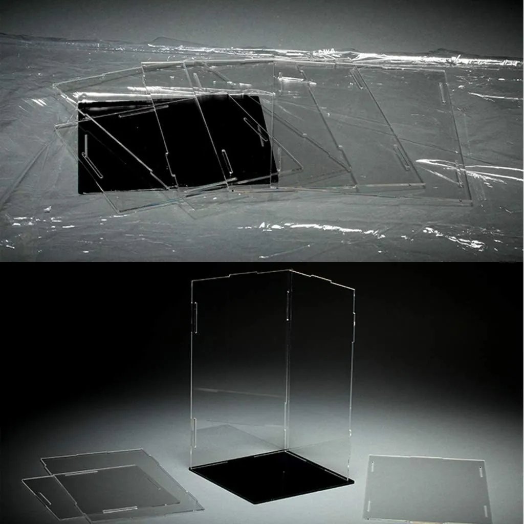 Clear Acrylic Display for Case Black Base Dustproof for Protection Model Toy Show Box Action Figures Showcase Shoe Boxes Clear Stackable Black, 18x16x25 cm
