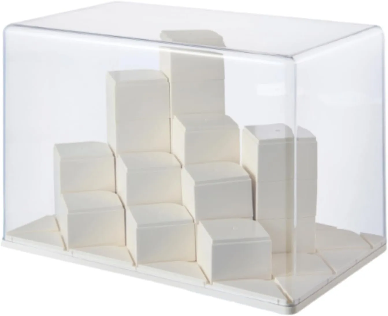 Clear Display Box Figure Display Storage 24Pcs Movable Brick Showcase Dustproof Miniature Display Case Scale Car Display Box