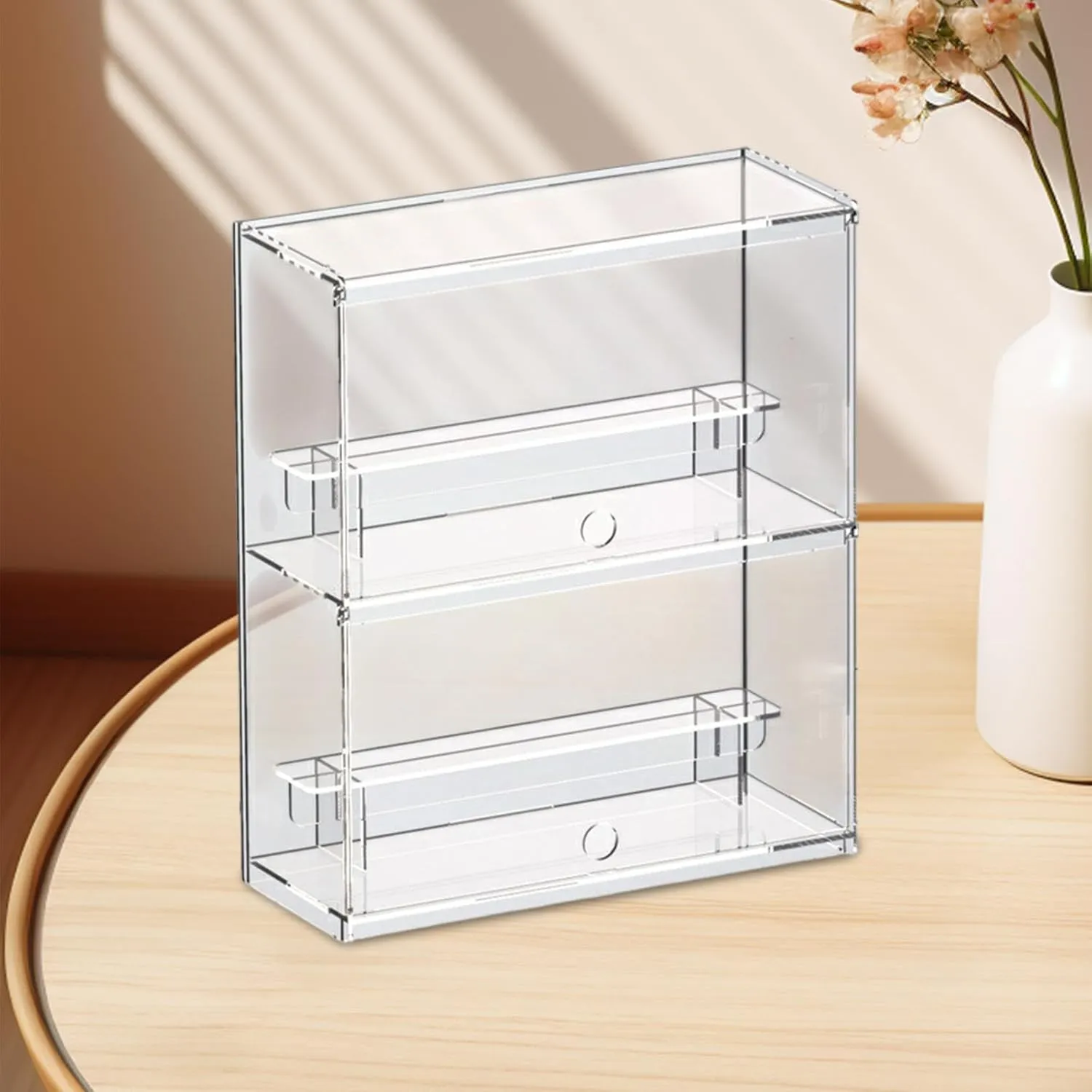 Clear Display Box Model Car Showcase,Stackable,Organizer,Dustproof Showing Cabinet Miniature Multi Layer Figures Storage Case , 1 Layer Ladder