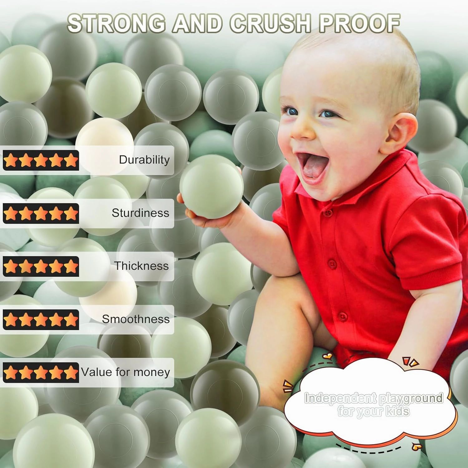 Clear Ball Pit Balls - Crush Proof Plastic Toy Balls for Boys and Girls