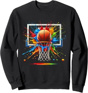Colorful Basketball Splash Art Slam Dunk Sweatshirt