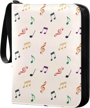 Colorful-musical-notes-pattern 400 Pocket Card Collection Binder, PU Waterproof Wear-resistant Trading Card Binder with Zip for Collectible Boys Girls Game Sports Cards MTG TCG