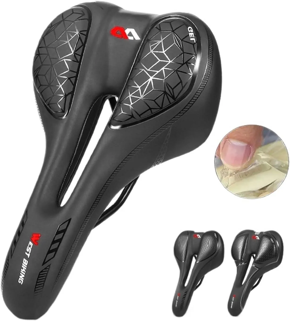 Comfortable Gel Silicone Bike Saddle Comfortable Shock Absorbing Road Bike Fit for Seat Hollow Breathable Cycling Soft Cushion Waterproof
