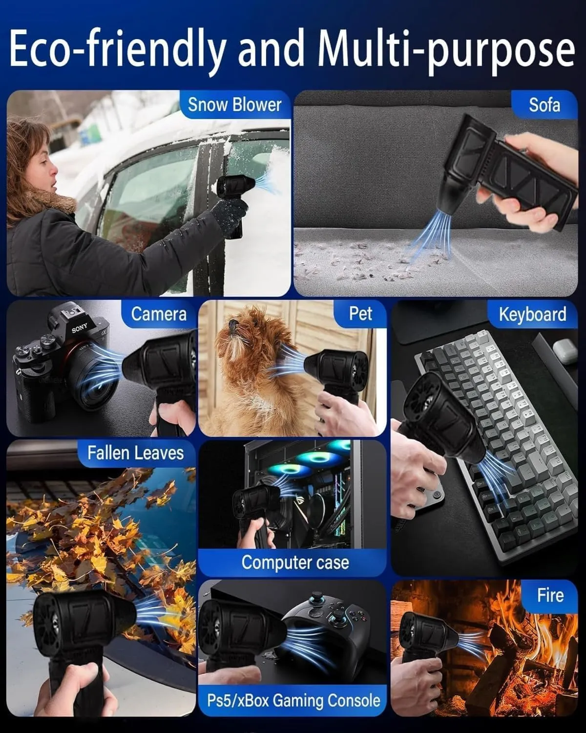 Compressed Air Duster, 350000 RPM Electric Air Duster, Rechargeable Cordless Air Blower Power Turbo Fan,5 Gears Adjustable Jet Dry Blower Replace Air Can for Keyboard Computer Car Outdoor Home