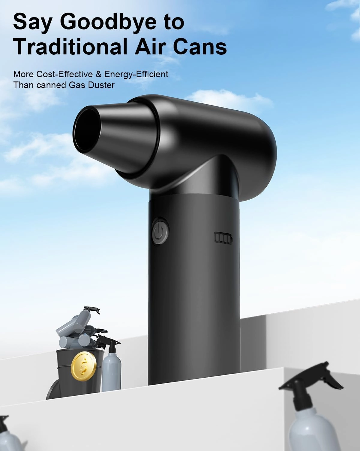 Compressed Air Duster-3 Gears 180000RPM Electric Air Duster for Deep Cleaning Keyboard&PC-Adjustable Rechargeable Cordless Jet Dry Blower Air Blower for Home and Car-Replaces Compressed Air Cans