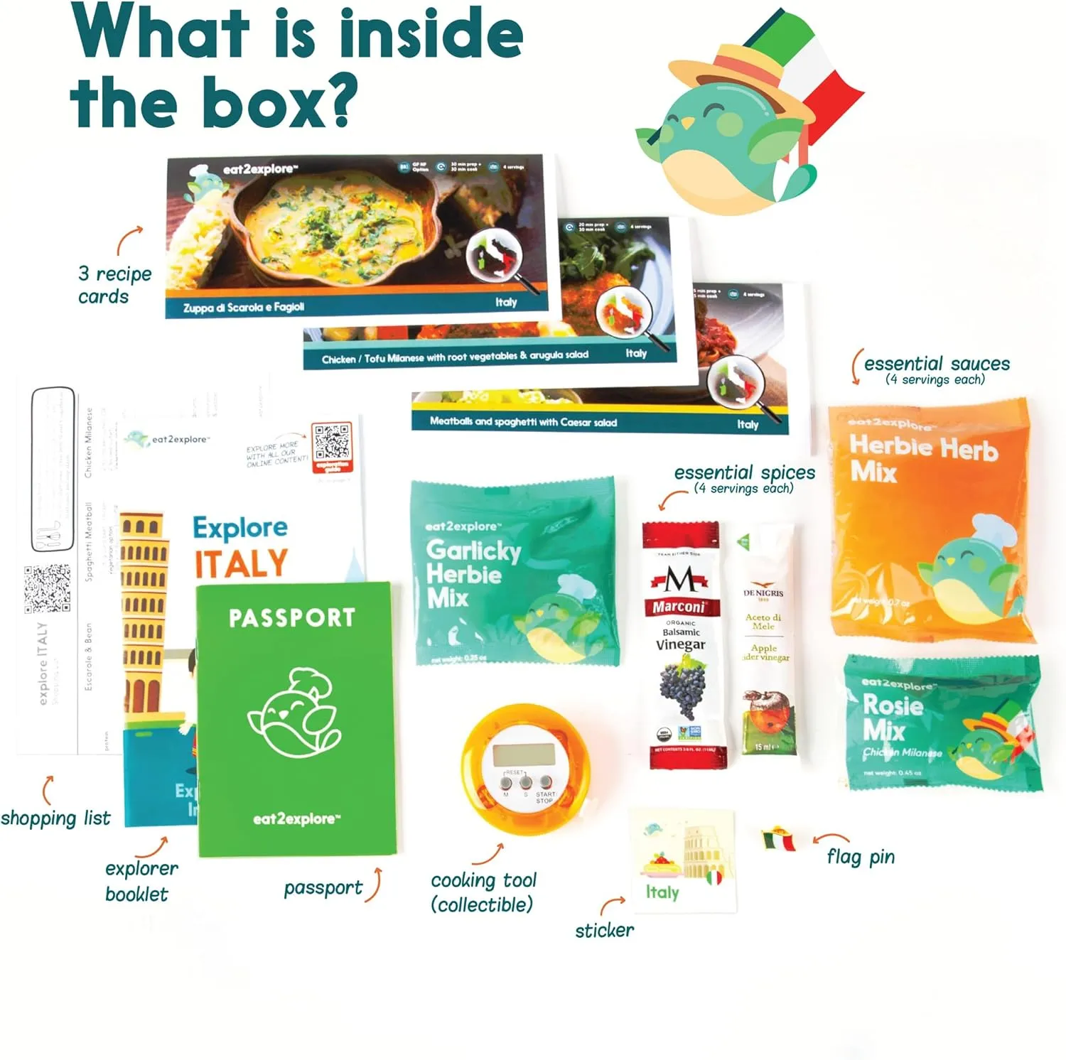 Cooking Kits for Kids - Interactive & Educational Set with 3 Recipe Cards, Key Ingredients & Cooking Tools - Ideal Idea for Kids who Love to Create Meals (Italy Edition)