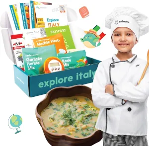 Cooking Kits for Kids - Interactive & Educational Set with 3 Recipe Cards, Key Ingredients & Cooking Tools - Ideal Idea for Kids who Love to Create Meals (Italy Edition)