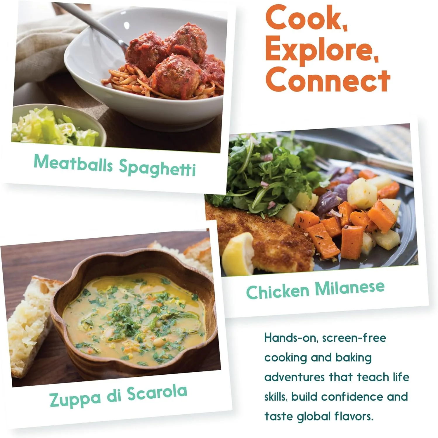 Cooking Kits for Kids - Interactive & Educational Set with 3 Recipe Cards, Key Ingredients & Cooking Tools - Ideal Idea for Kids who Love to Create Meals (Italy Edition)