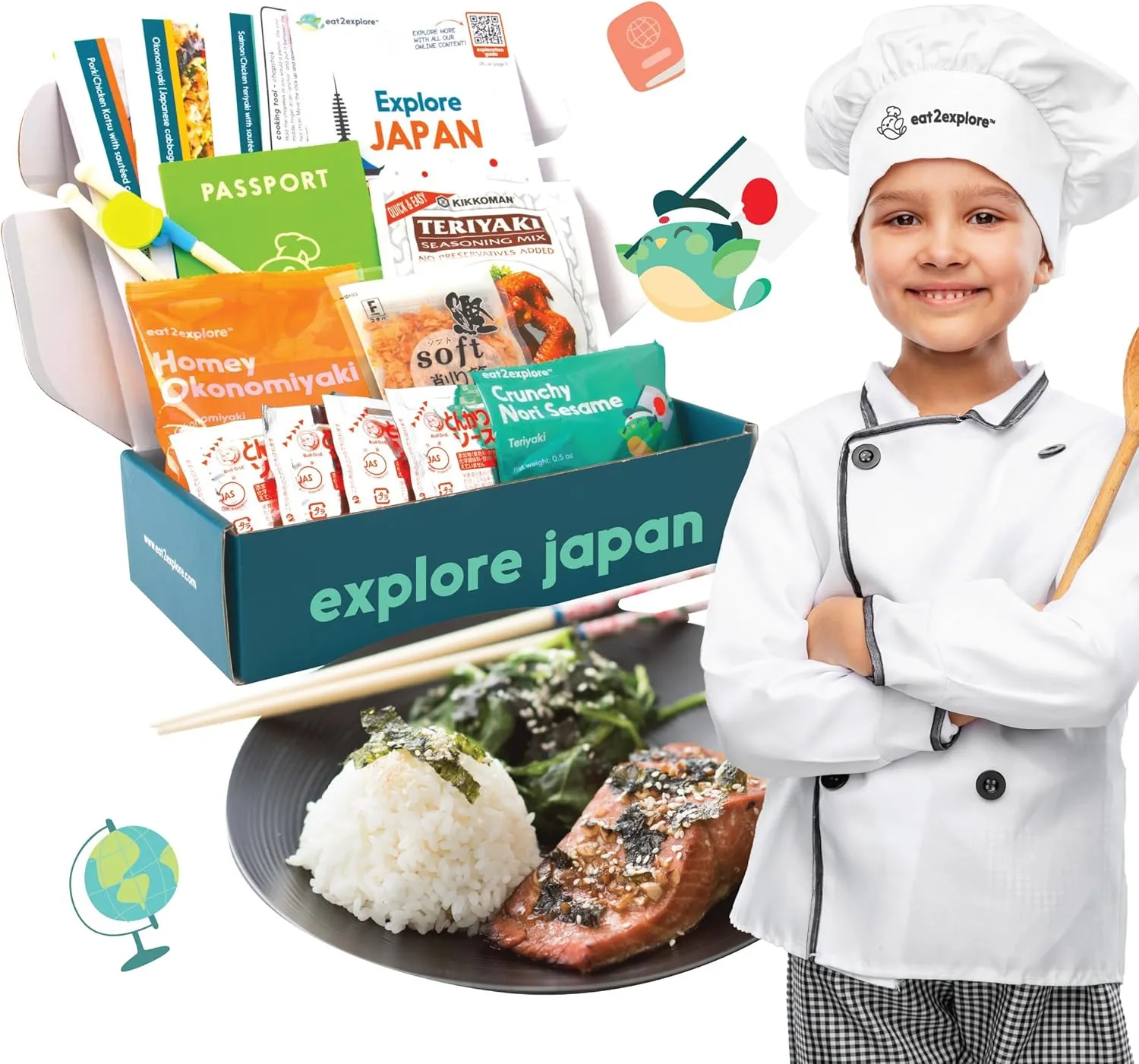Cooking Kits for Kids - Interactive & Educational Set with 3 Recipe Cards, Key Ingredients & Cooking Tools - Ideal Idea for Kids who Love to Create Meals (Japan Edition)