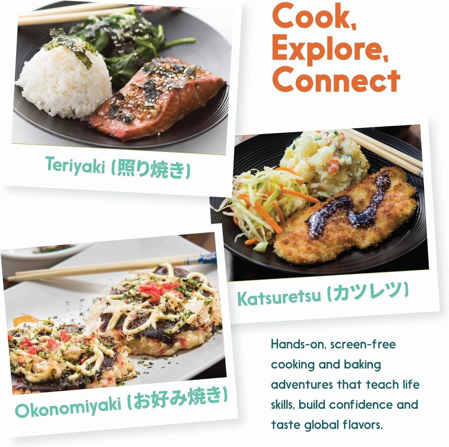 Cooking Kits for Kids - Interactive & Educational Set with 3 Recipe Cards, Key Ingredients & Cooking Tools - Ideal Idea for Kids who Love to Create Meals (Japan Edition)
