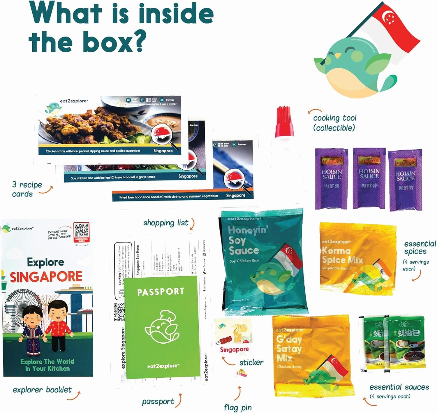 Cooking Kits for Kids - Interactive & Educational Set with 3 Recipe Cards, Key Ingredients & Cooking Tools - Ideal Idea for Kids who Love to Create Meals (Singapore Edition)