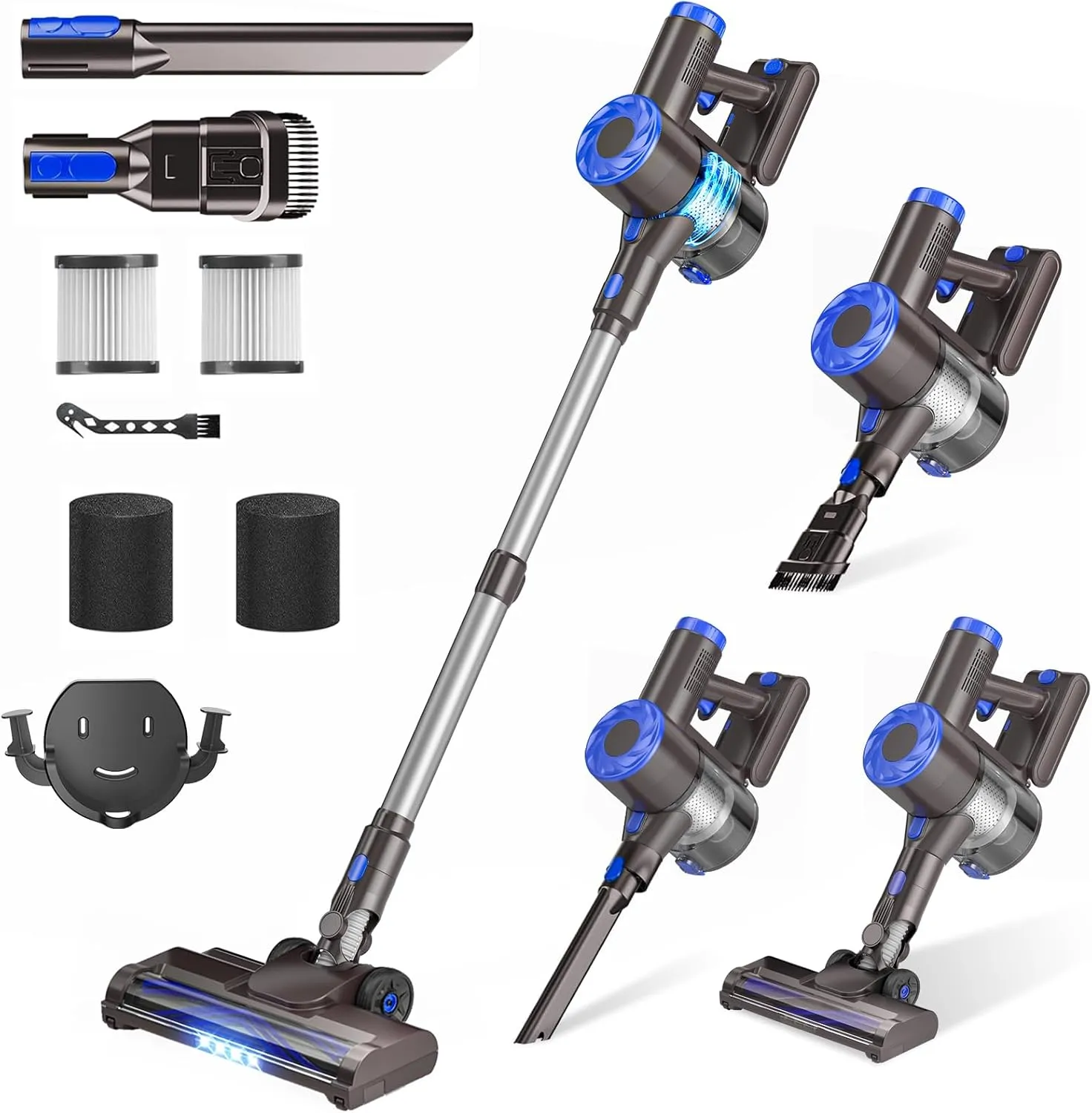 Cordless Vacuum Cleaner, Upgraded Suction Stick Vacuum Cleaners with 2200 mAh Battery, 8-in-1 Lightweight Self-Standing, Long Runtime for Home Hard Floor Low-Pile Carpet Pet Hair