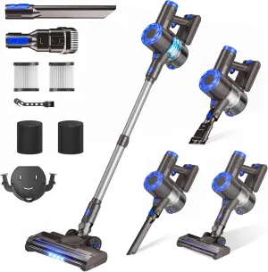 Cordless Vacuum Cleaner, Upgraded Suction Stick Vacuum Cleaners with 2200 mAh Battery, 8-in-1 Lightweight Self-Standing, Long Runtime for Home Hard Floor Low-Pile Carpet Pet Hair