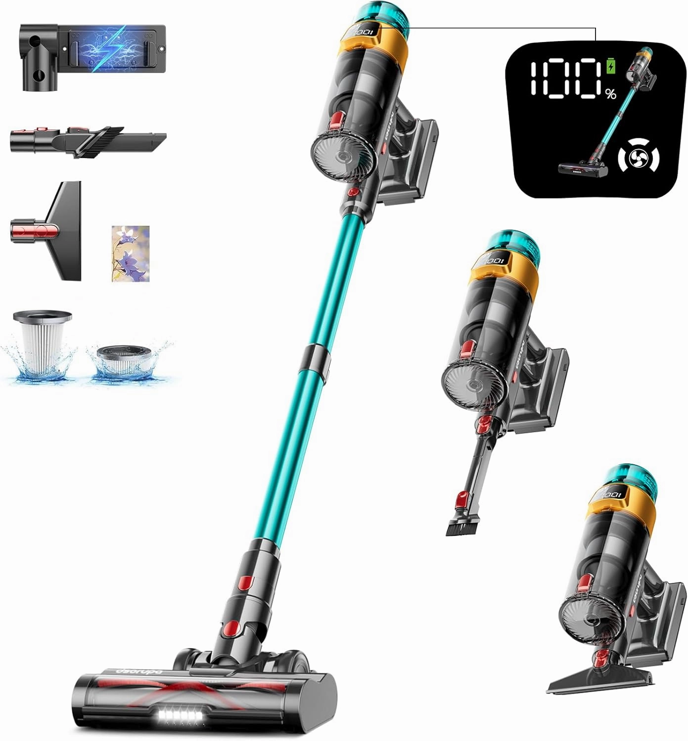 Cordless Vacuum Cleaner, 550W 45KPA 70Mins Vacuum Cleaners for Home, Stick Vacuum with Charging Dock Station, Anti-tangle Wireless Vacumm, Rechargeable Cordless Vacuum for Pet Hair/Carpet/Hard Floor