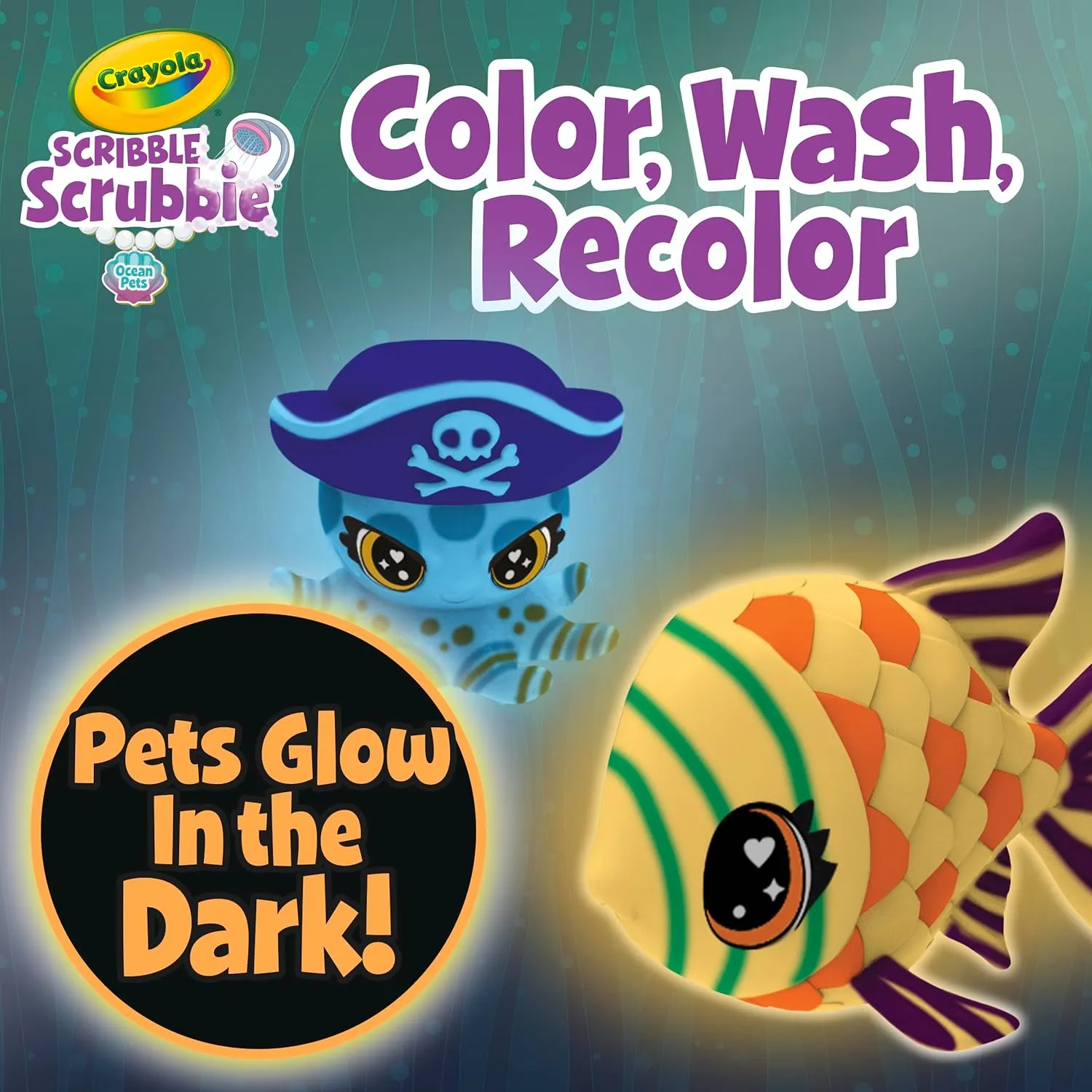 Crayola Scribble Scrubbie Pets Glow Ocean Playset, Toys for Boys & Girls, Gifts for Kids, Ages 3, 4, 5, 6