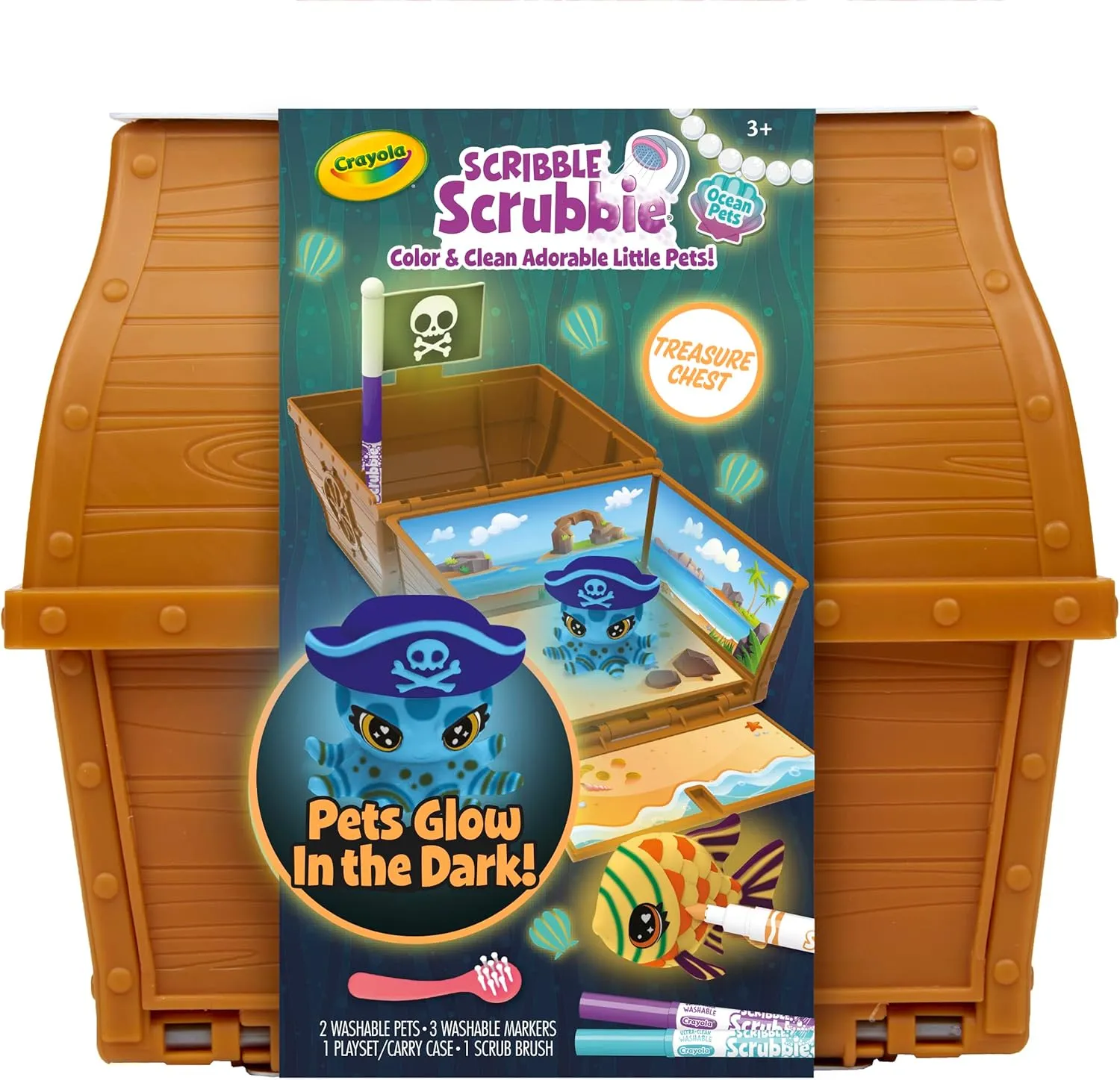 Crayola Scribble Scrubbie Pets Glow Ocean Playset, Toys for Boys & Girls, Gifts for Kids, Ages 3, 4, 5, 6