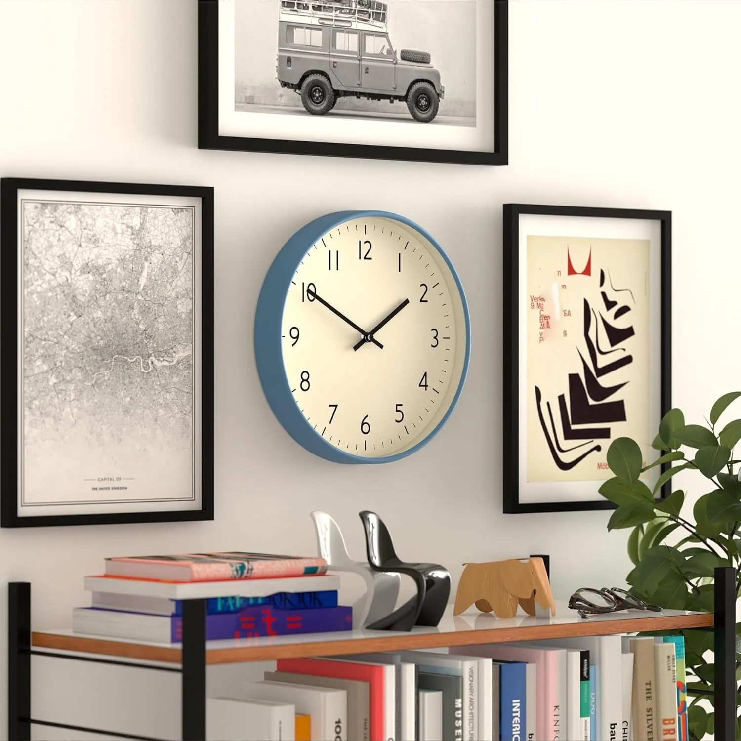 Cream Frame and Black Hands Wall Clock, Battery Operated Classic Round Clock for Studio/Home/Office, Great Gift Idea 30 Cm(Gray)
