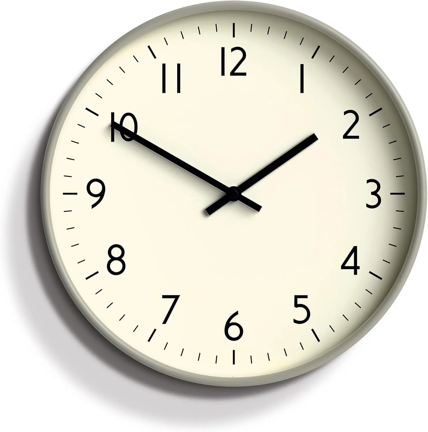 Cream Frame and Black Hands Wall Clock, Battery Operated Classic Round Clock for Studio/Home/Office, Great Gift Idea 30 Cm(Gray)