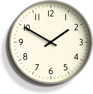 Cream Frame and Black Hands Wall Clock, Battery Operated Classic Round Clock for Studio/Home/Office, Great Gift Idea 30 Cm(Gray)